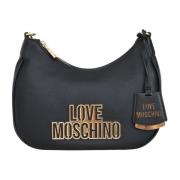 Zwarte schoudertas met gouden logo Love Moschino , Black , Dames