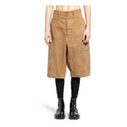 Verontruste Canvas Wijde Pijp Shorts Maison Margiela , Beige , Heren