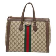 Pre-owned Leather totes Gucci Vintage , Beige , Dames