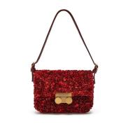 Kleine Tweed Paillettes Schoudertas Maliparmi , Red , Dames