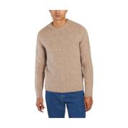 Geborstelde Crew Neck Sweater Ami Paris , Beige , Heren