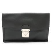 Pre-owned Leather clutches Louis Vuitton Vintage , Black , Dames