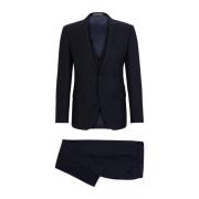 Slim Fit Wollen Pak met 2 Knopen Hugo Boss , Blue , Heren