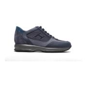 Blauwe Suède Interactieve Sneakers Hogan , Blue , Heren