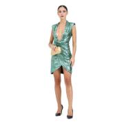 Groene Pailletten Korte Jurk Gedrapeerde Silhouet Amen , Green , Dames