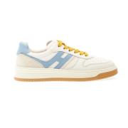 Witte Leren Sneakers met Blauwe Accents Hogan , White , Heren