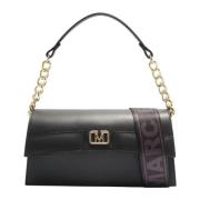 Zwarte Clutch Tas met Kettingband Marc Ellis , Black , Dames