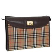 Pre-owned Leather clutches Burberry Vintage , Beige , Dames