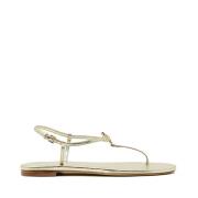 Gouden Leren Flip-Flop Sandalen Tory Burch , Yellow , Dames