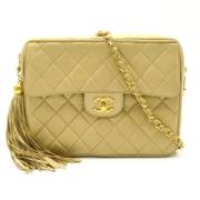 Pre-owned Leather chanel-bags Chanel Vintage , Beige , Dames