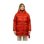 Glanzende Nylon Horizontaal Gewatteerde Jas Afterlabel , Orange , Dame...