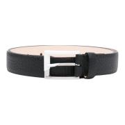 Zwarte Leren Kalfsleren Riem Maison Margiela , Black , Heren