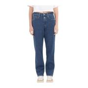 Donkerblauwe Denim Broek Replay , Blue , Dames