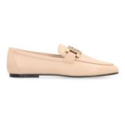 Leren Loafers met Ronde Neus Tod's , Beige , Dames