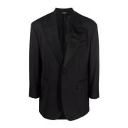 Oversize Zijden Revers Jas Dolce & Gabbana , Black , Heren