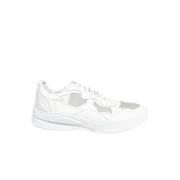 Witte Leren Hardloopschoenen met Mesh Filling Pieces , White , Dames