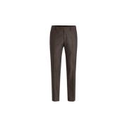 Bruine Slim Fit Geborstelde Wollen Broek Oscar Jacobson , Brown , Here...