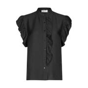 Zwarte vakantietop met ruchedetail Modström , Black , Dames