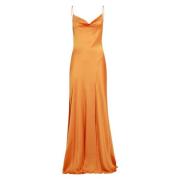 Gouden Maxi Jurk met Gedrapeerde Halslijn Simkhai , Orange , Dames