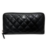 Pre-owned Leather wallets Chanel Vintage , Black , Dames