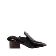 Zwarte leren Sling Back Loafers Coperni , Black , Dames