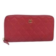 Pre-owned Leather wallets Chanel Vintage , Pink , Dames