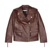 Bruine Biker Leren Jas Remain Birger Christensen , Brown , Dames