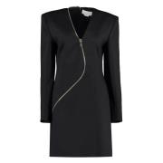 V-hals Wolmix Jurk Genny , Black , Dames