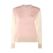 Roze Wollen Sweatshirt met Logo Maison Kitsuné , Brown , Dames