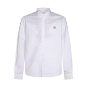 Wit Katoenen Overhemd met Logopatch Maison Kitsuné , White , Heren