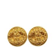 Pre-owned Metal earrings Chanel Vintage , Yellow , Dames