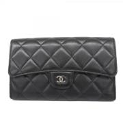 Pre-owned Leather wallets Chanel Vintage , Black , Dames