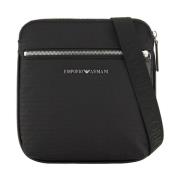 Zwarte Nylon Jacquard Logo Crossbody Tas Emporio Armani , Black , Here...