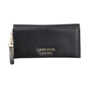 Zwarte portemonnee met metalen logo Marc Ellis , Black , Dames