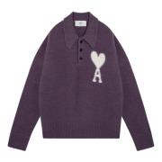 Lange mouw polo Ami Paris , Purple , Heren