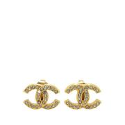 Pre-owned Metal earrings Chanel Vintage , Yellow , Dames