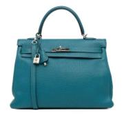 Pre-owned Leather handbags Hermès Vintage , Blue , Dames