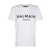 Knoopdetail Katoenen T-shirt Wit Balmain , White , Dames