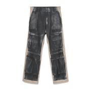 Twill Cargo Broek met Trompe l'oeil Print Diesel , Black , Heren