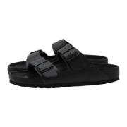 Zwarte leren instap sandalen Comfortabel voetbed Birkenstock , Black ,...