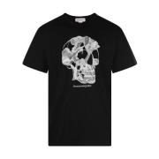 Zwart Katoenen T-shirt met Frontale Print Alexander McQueen , Black , ...