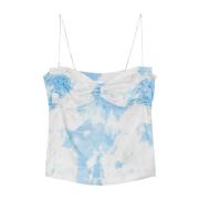 Satin Slip Top met Bandjes Ganni , White , Dames