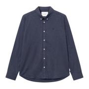 Klassieke Desert Shirt Donker Navy Melange Les Deux , Blue , Heren