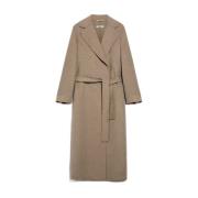 Met de hand genaaide wollen jas met brede revers Max Mara , Beige , Da...