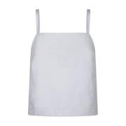 Witte Katoenen Canvas Top met Bandjes Sportmax , White , Dames