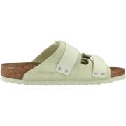 Nubuck/Suede Leren Sliders Birkenstock , Green , Dames