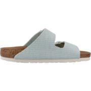 Rivet Logo Textiel Sliders Birkenstock , Blue , Dames