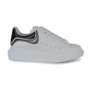 Witte Zilveren Leren Sneakers Ronde Neus Alexander McQueen , White , H...