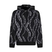 Zwarte hoodie met all-over print Versace Jeans Couture , Black , Heren