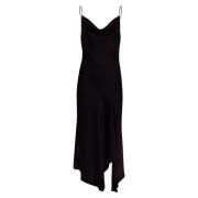 Zwarte Slip Jurk met Gedrapeerde Halslijn Simkhai , Black , Dames